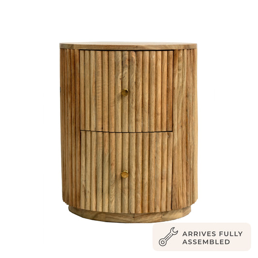Finley Mango Wood 2 Drawer Bedside Table - Natural