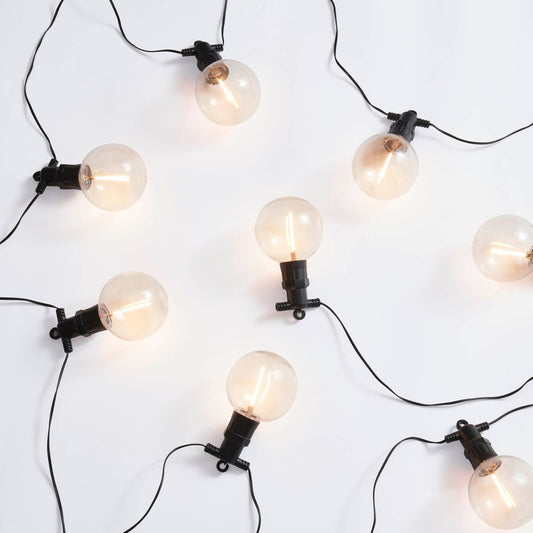 10 Outdoor Plug In Festoon Bulb Lights - White - DUSK