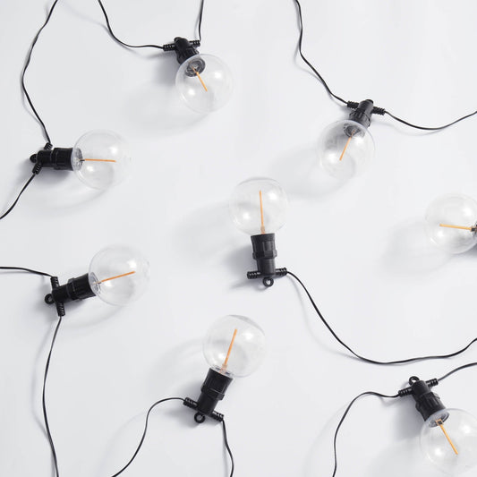 10 Outdoor Plug In Festoon Bulb Lights - White - DUSK