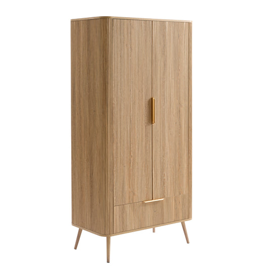 Hattie 2 Door Wardrobe with Drawer - Light Wood