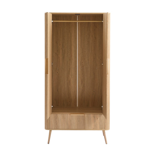 Hattie 2 Door Wardrobe with Drawer - Light Wood