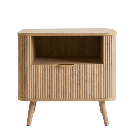 Hattie 1 Drawer Bedside with Shelf - Light Wood