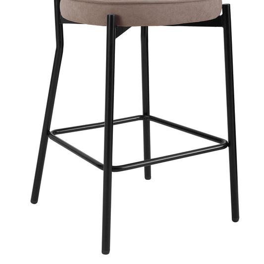Mia Set of 2 Barstools - Matte Velvet - Sand