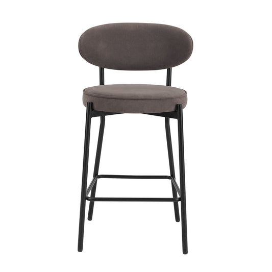 Mia Set of 2 Barstools - Matte Velvet - Taupe