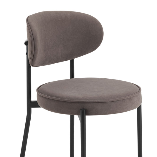 Mia Set of 2 Barstools - Matte Velvet - Taupe