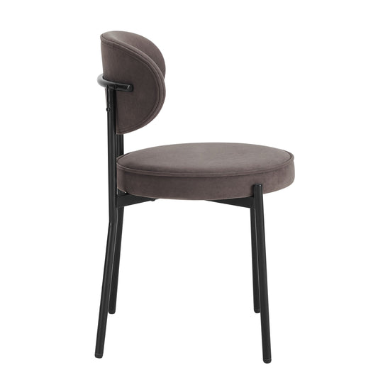 Mia Set of 2 Dining Chairs - Matte Velvet - Taupe