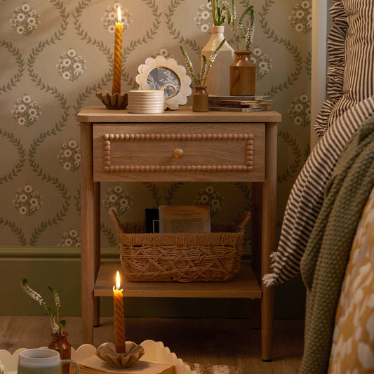 Posy Bobbin 1 Drawer Nightstand - Light Wood