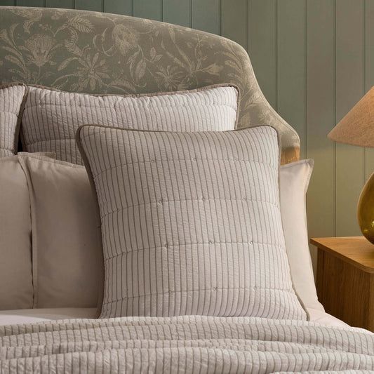 Albi Stripe Seersucker Cushion Cover - Natural/White - DUSK