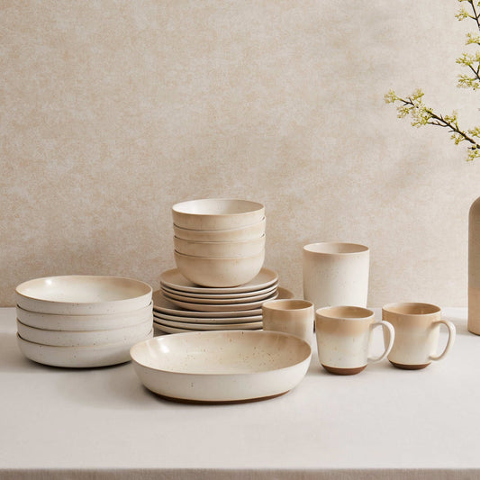 Alfredo Speckled Stoneware Set of 4 Dinner Plates - DUSK