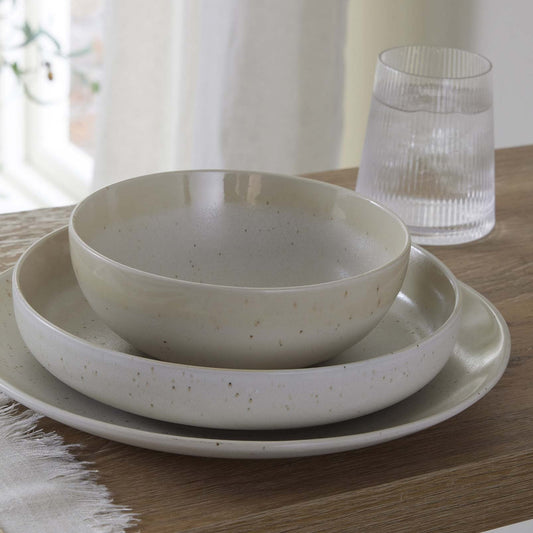 Alfredo Speckled Stoneware Set of 4 Pasta Bowls - Natural - DUSK