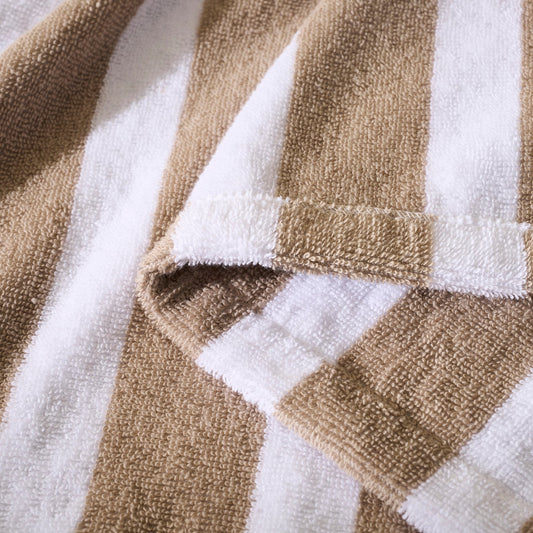 Algarve Stripe Cotton Robe - White/Natural - DUSK