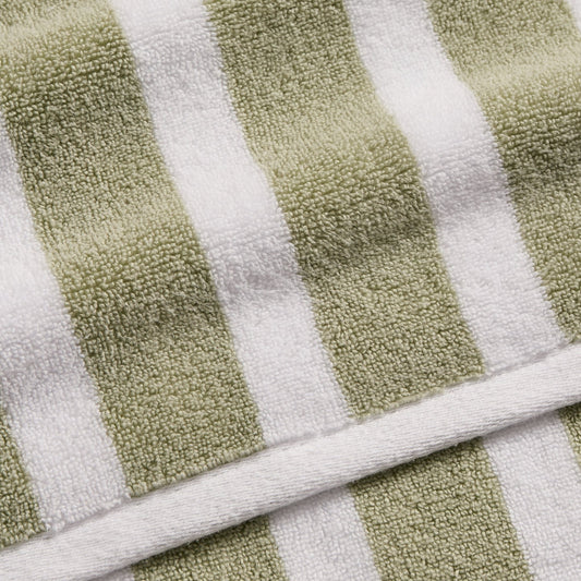 Algarve Stripe Cotton Towel - Olive - DUSK
