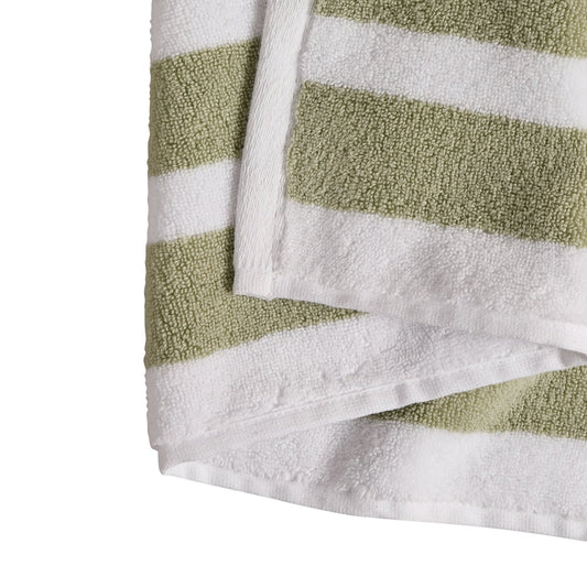 Algarve Stripe Cotton Towel - Olive - DUSK