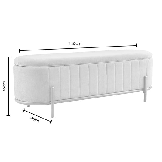 Altrincham Storage Ottoman - Chenille Light Grey - DUSK