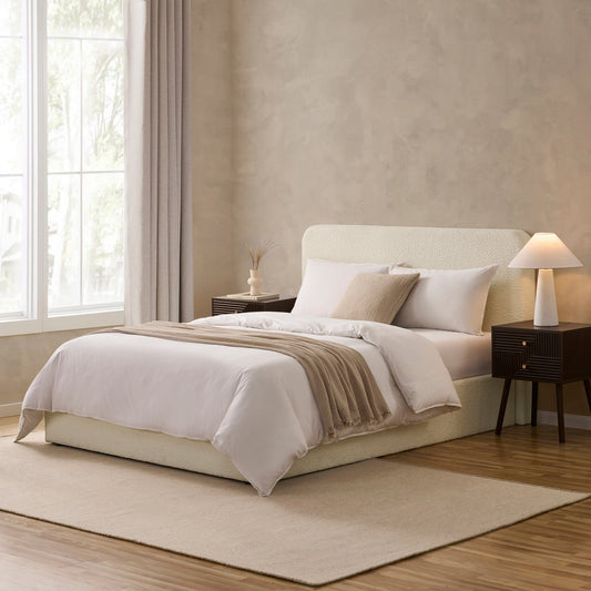 Ascot Bouclé Ottoman Storage Bed - Off White - DUSK