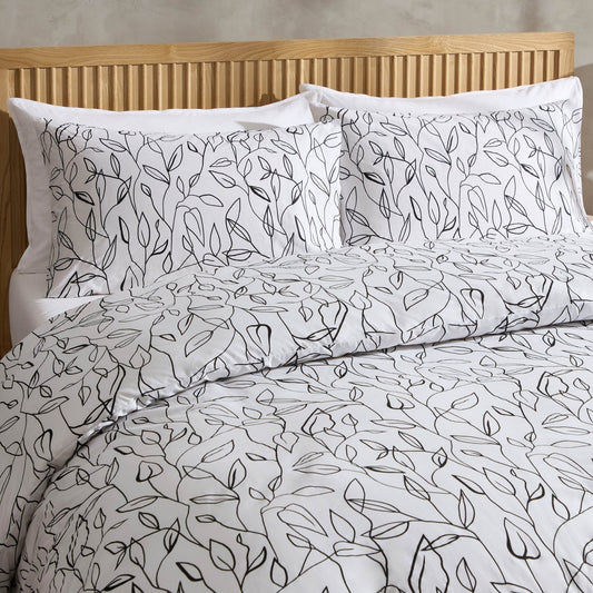Astrid Duvet Cover & Pillowcase Set - Off White/Black - DUSK