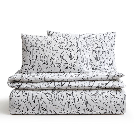 Astrid Duvet Cover & Pillowcase Set - Off White/Black - DUSK