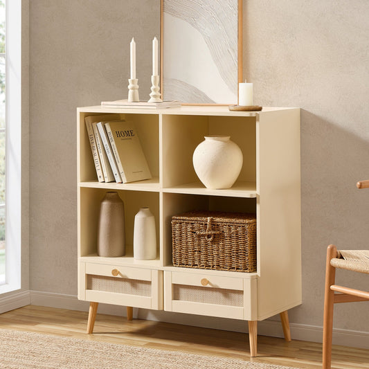 Aurelia Bookcase With Drawers - Vintage Cream - DUSK