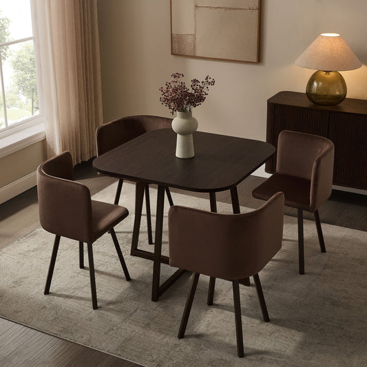 Ava Space Saver 4 Seater Dining Table and Chairs - Cappuccino - DUSK