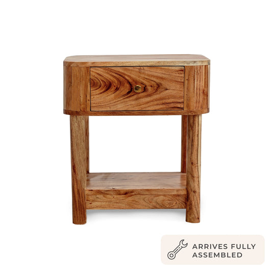 Avery Acacia Wood 1 Drawer Nightstand - Natural - DUSK