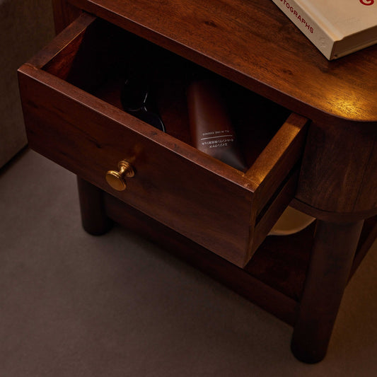 Avery Acacia Wood 1 Drawer Nightstand - Walnut - DUSK