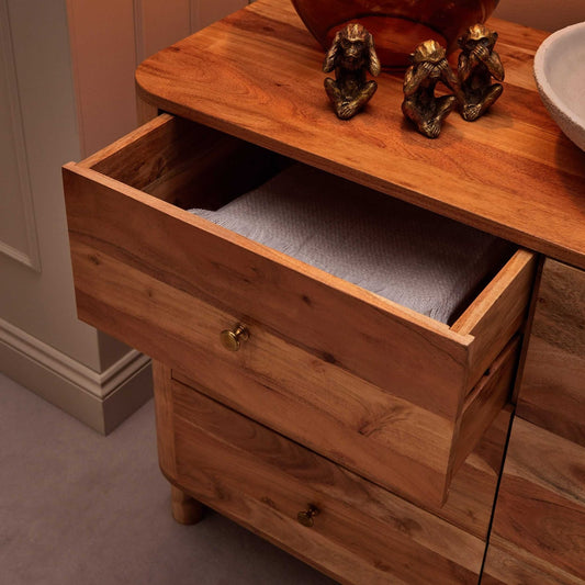 Avery Acacia Wood 6 Drawer Chest - Natural - DUSK