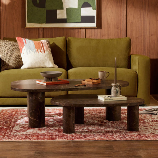 Azra Nesting Coffee Tables - Brown Marble Effect - DUSK