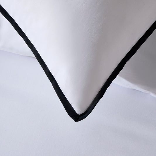 Bamboo 300 Thread Count Cotton Plain Dye Duvet Cover - White/Black - DUSK