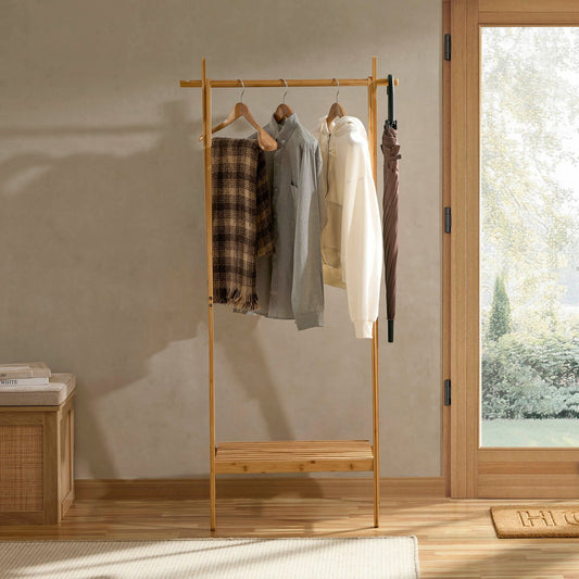 Becky Bamboo Clothes Rail - Light Wood - DUSK