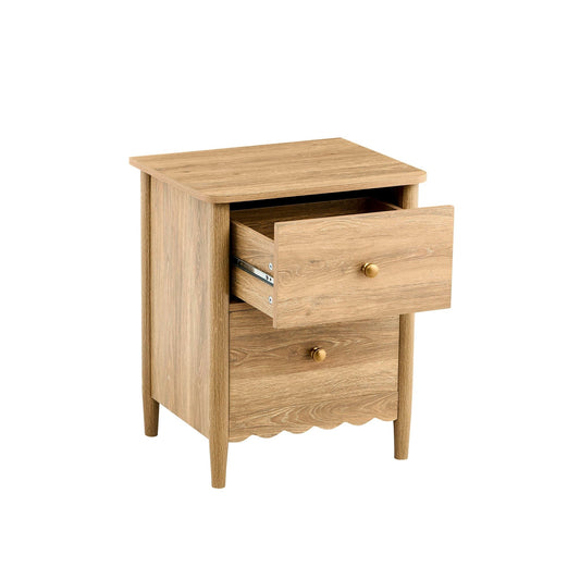 Betty 2 Drawer Bedside Table - Light Wood - DUSK