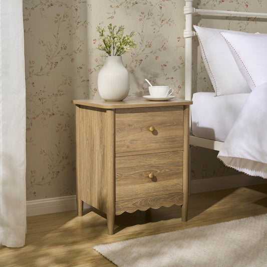 Betty 2 Drawer Bedside Table - Light Wood - DUSK