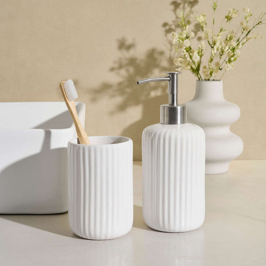 Blake Ribbed Glaze Tumbler - White - DUSK