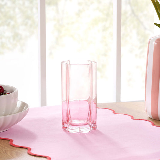 Brynn Scalloped Edge Glass Highballs - Set of 4 - Pink - DUSK