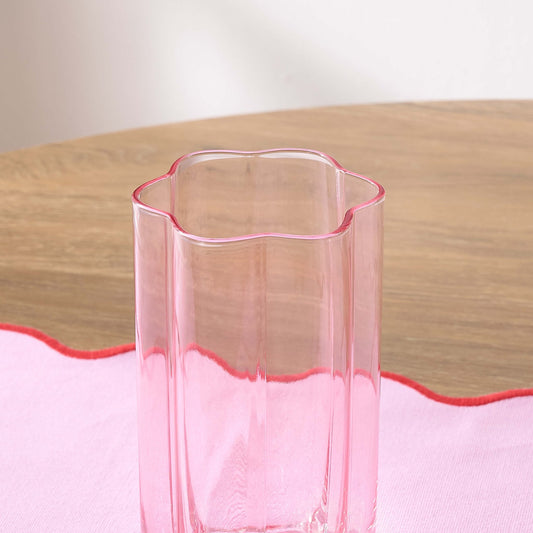 Brynn Scalloped Edge Glass Highballs - Set of 4 - Pink - DUSK