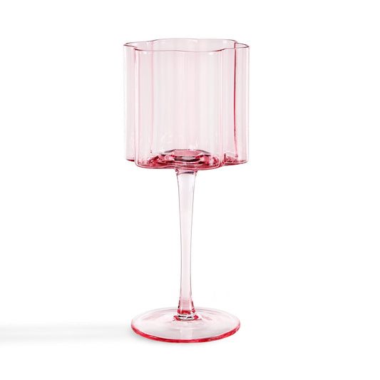 Brynn Scalloped Edge Wine Glasses - Set of 4 - Pink - DUSK