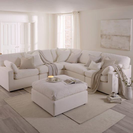 Cairo Feather Pouffe - Vanilla - DUSK