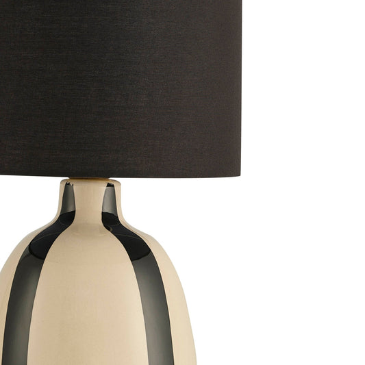 Cassie Striped Table Lamp - Cream/Black - DUSK