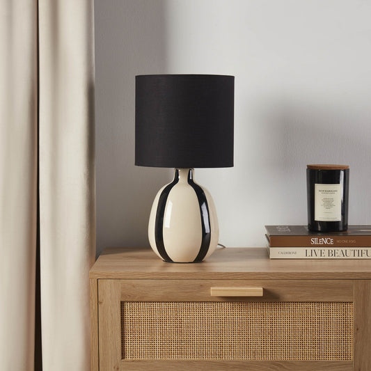 Cassie Striped Table Lamp - Cream/Black - DUSK