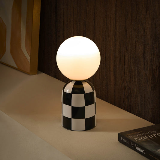 Checkerboard Cement Table Lamp - Black - DUSK