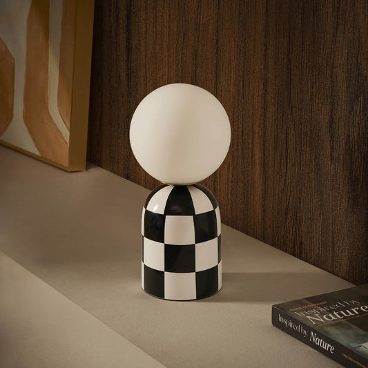 Checkerboard Cement Table Lamp - Black - DUSK