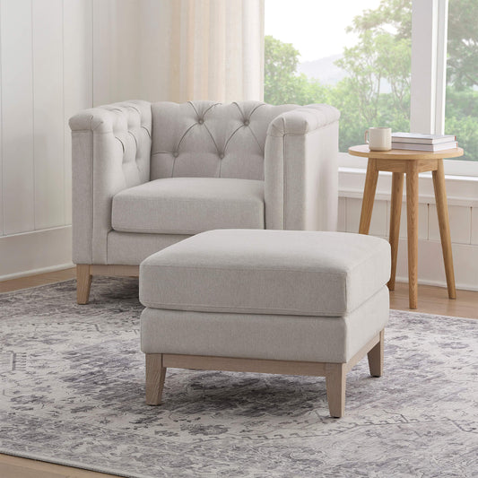 Chesterfield Pouffe - Natural Stripe - DUSK