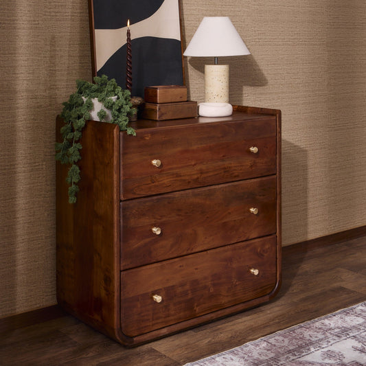 Cleo Acacia Wood 3 Drawer Chest - Walnut - DUSK
