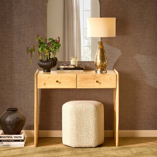 Cleo Acacia Wood Dressing Table Console - Light Wood - DUSK