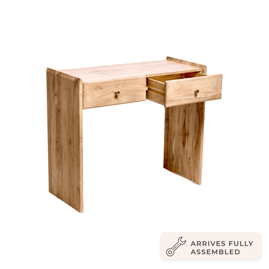 Cleo Acacia Wood Dressing Table Console - Light Wood - DUSK