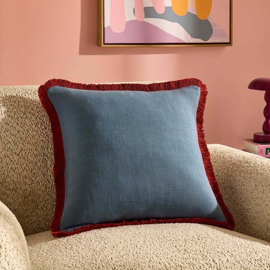 Contrast Edge Tufted Sofa Cushion Cover - Blue/Red - DUSK