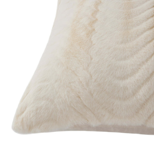 Curved Pattern Ribbed Faux Fur Sofa Cushion Cover - Cream - DUSK