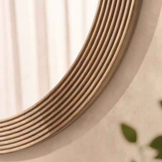 Cyrus Circle Wood Mirror - Light Wood - DUSK