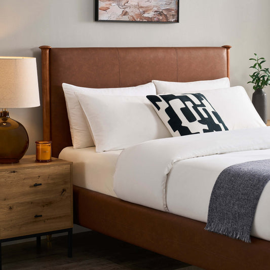 Dallas Bed Frame - Faux Leather Tan - DUSK