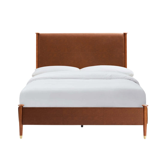 Dallas Bed Frame - Faux Leather Tan - DUSK