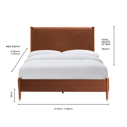 Dallas Bed Frame - Faux Leather Tan - DUSK